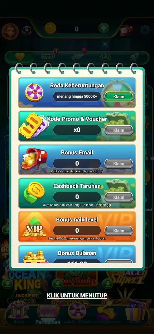 ZK6 APK halaman bonus dan reward